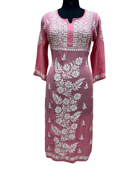 TABARRUK Hand made Cotton Chikan Kurti for Women