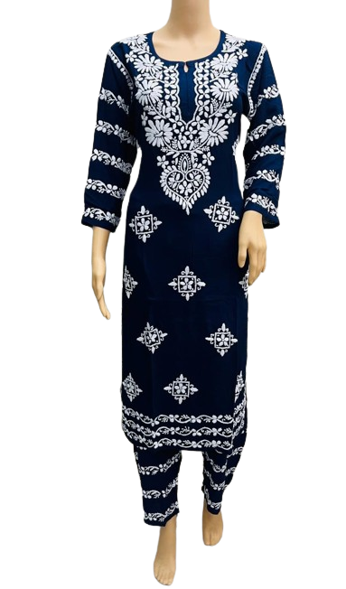TABARRUK Hand made Cotton Chikan Kurti for Women